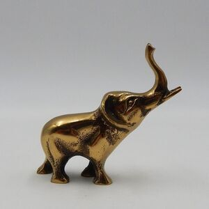 Brass Miniature Elephant Trunk Up 2.5 Inch Tusks Figurine Mini
